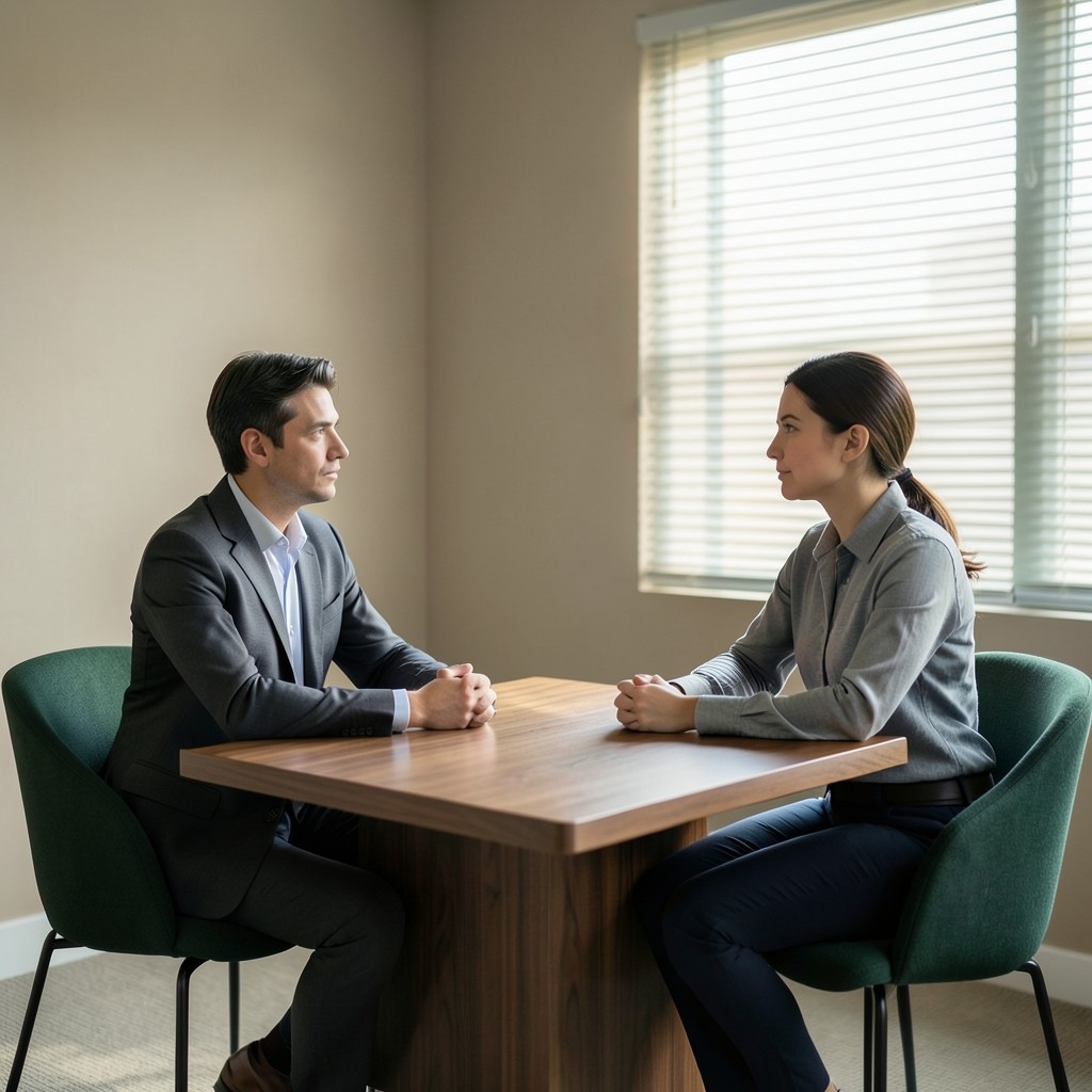 Probeinterview in ruhiger Büroatmosphäre